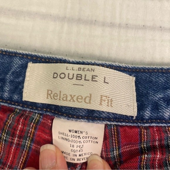 LL Bean Relaxed Fit Double L Fleece Lined Straight Leg Jeans 18 Petite Cotton - Picture 8 of 16